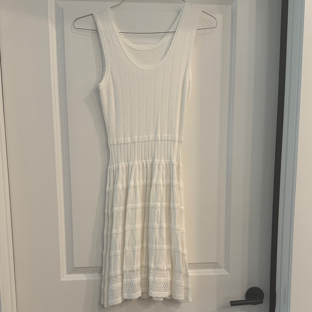 Amazon White Ribbed Mini Dress